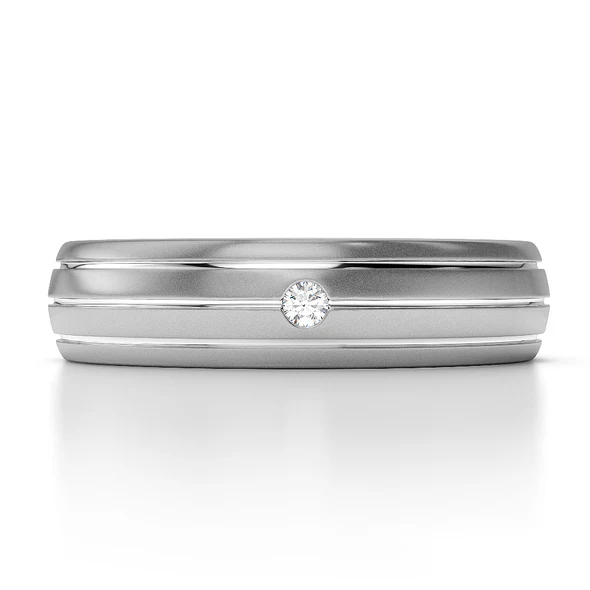 MJ-253 Silver 925 Platinum Diamond Mens Band