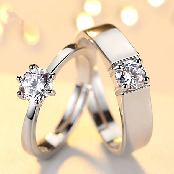 MJ-003 Silver 925 GRA Moissanite Diamond Couple Ring 2