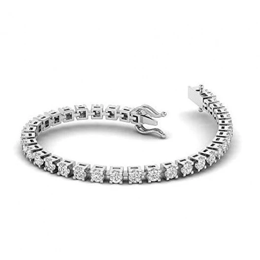MJ-17 Valentine's Day Gifts For Love Forever Shine Charu Jewels White Gold Finished 925 Sterling Silver Ladies Tennis Bracelets Studded